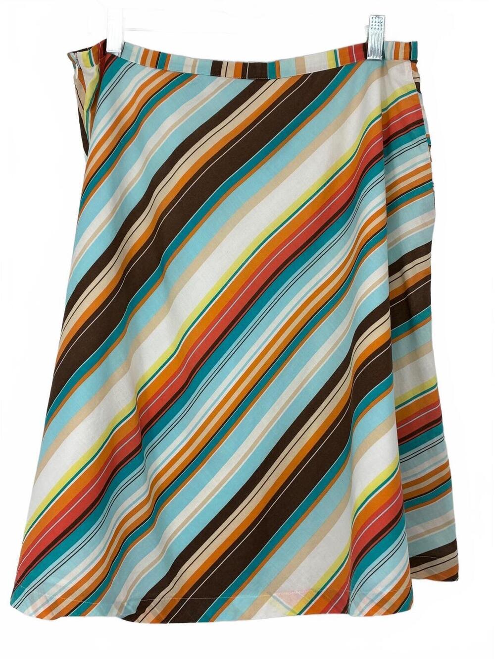 New York & Company Striped Cotton A-Line Skirt with Lining Size 12